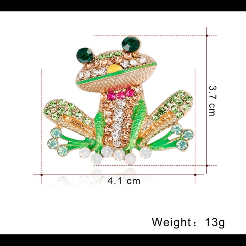 Colorful Rhinestone Frog Brooch Pin - Picture 5 of 5